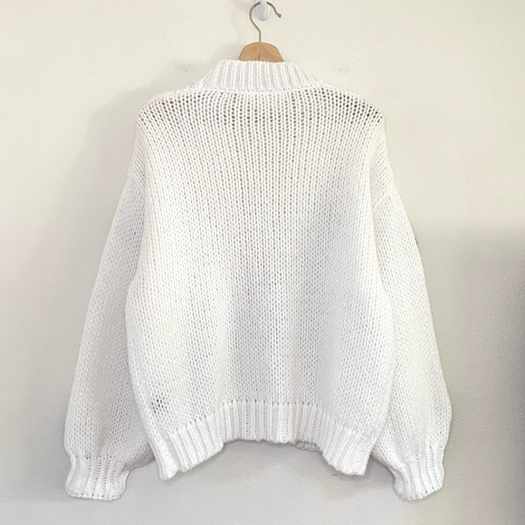 Anthropologie Maeve Susannah 3D Flower Cardigan Open Front Knit Sweater White OS - Picture 7 of 16